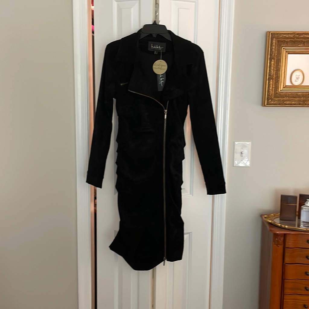Nwt Nicole Miller Ruched Moto Dress Size L